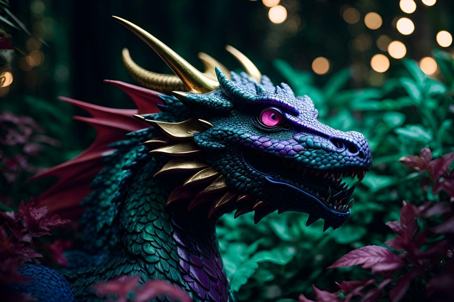 AI generated a close up of a statue of a dragon photo