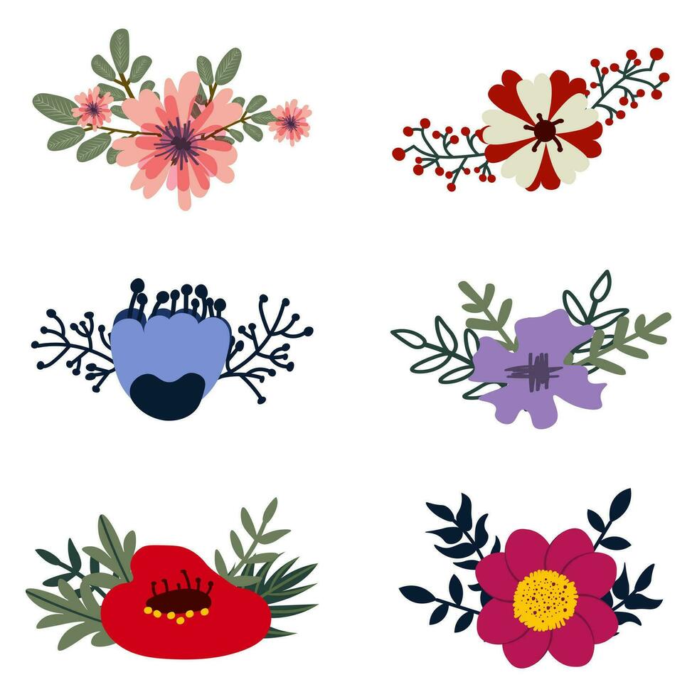 a set of vector flower bouquets