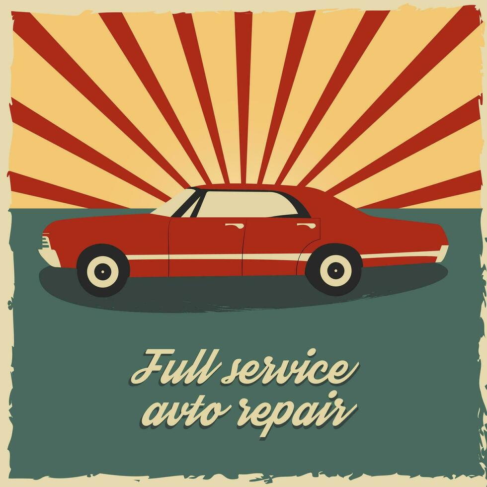 Retro illustration with a car vector