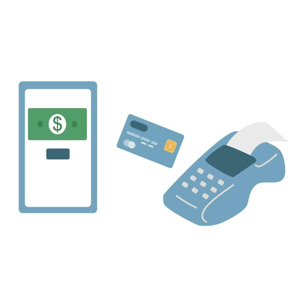 payment process with pos terminal and credit card vector