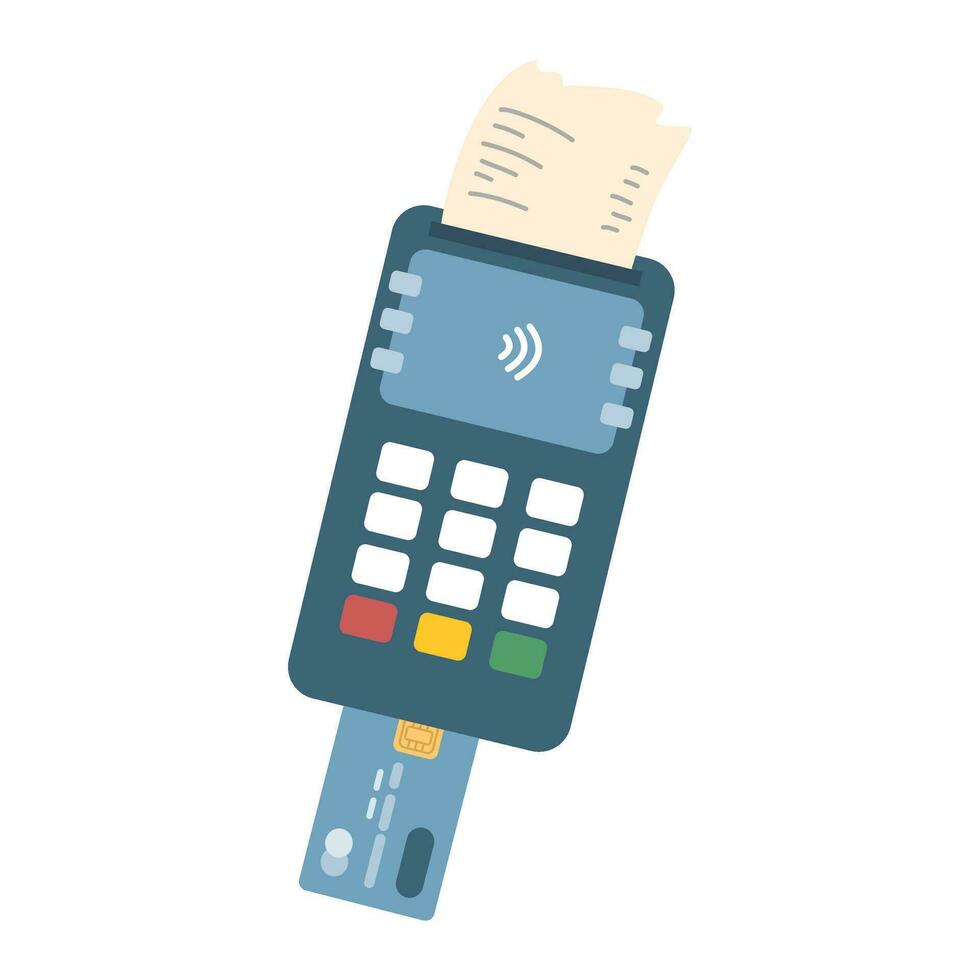 payment terminal machine for credit cards vector