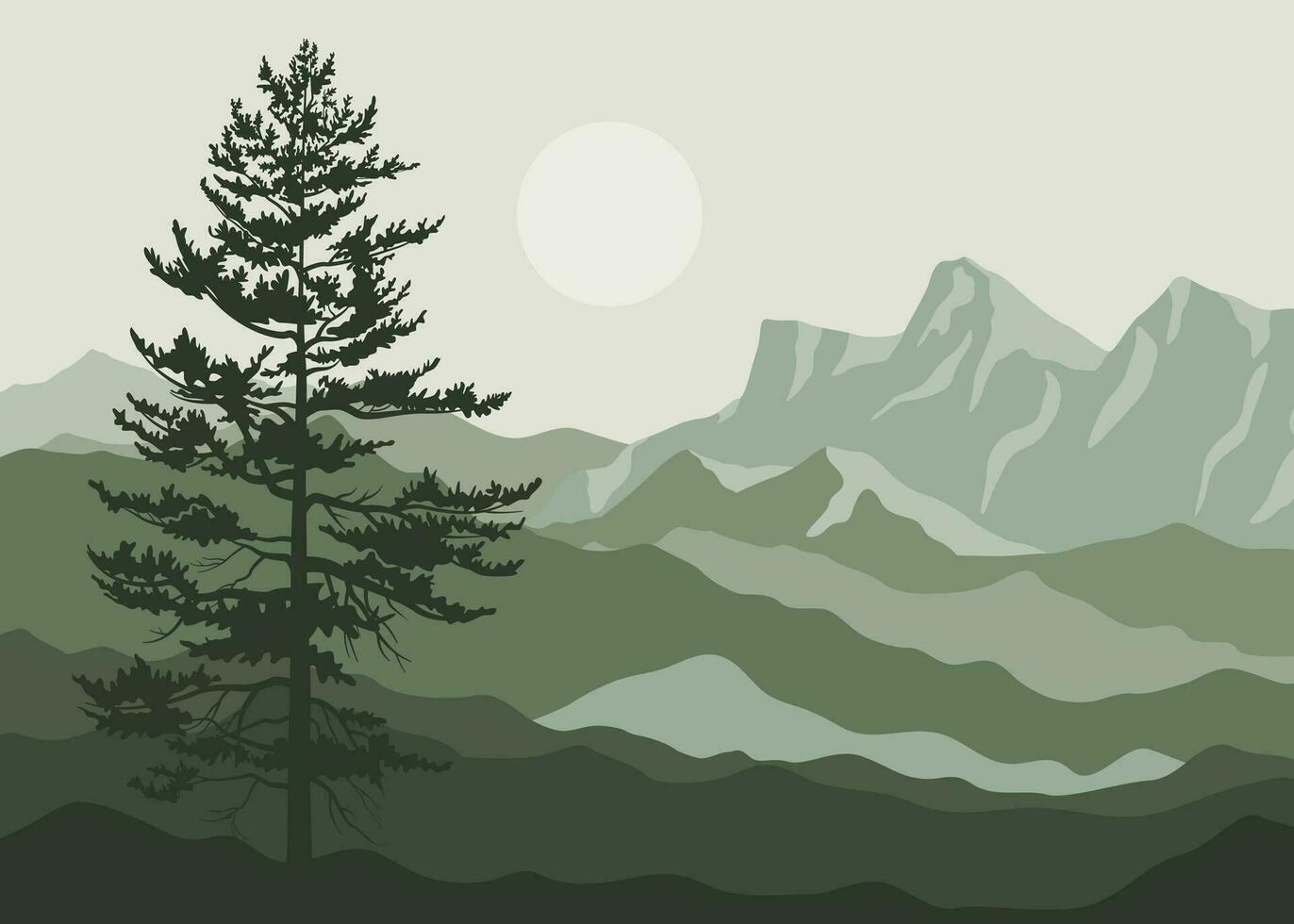 naturaleza paisaje fondo.pared Arte vector. follaje línea Arte dibujo con resumen forma. vector