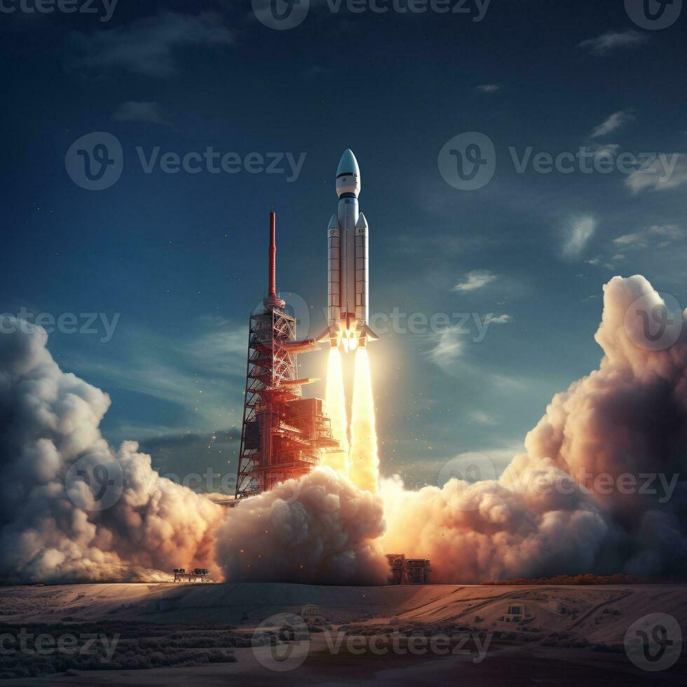 AI generated Space Rocket Launch and Technology Development. Generative AI photo