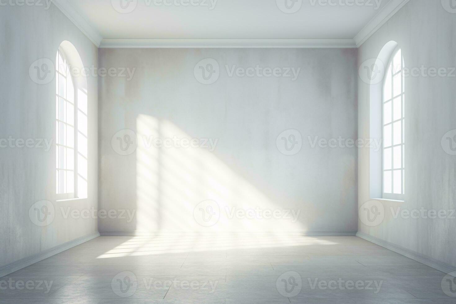 AI generated White Wall Room with Natural Light Shining Through Window. Generative AI photo