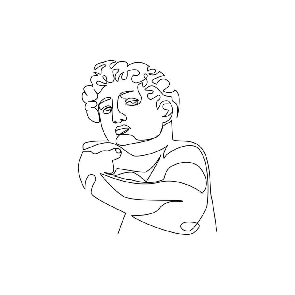 David statue drawn in line art style vector