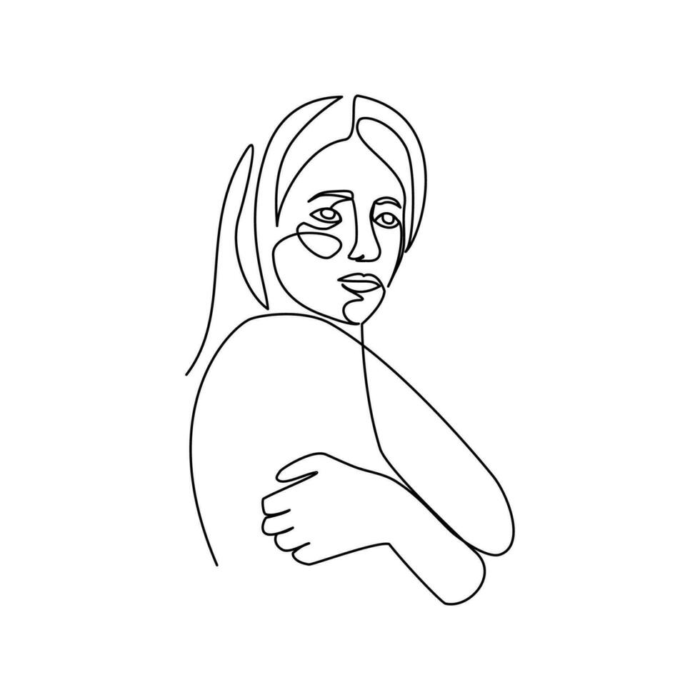 Woman drawn in line art style vector