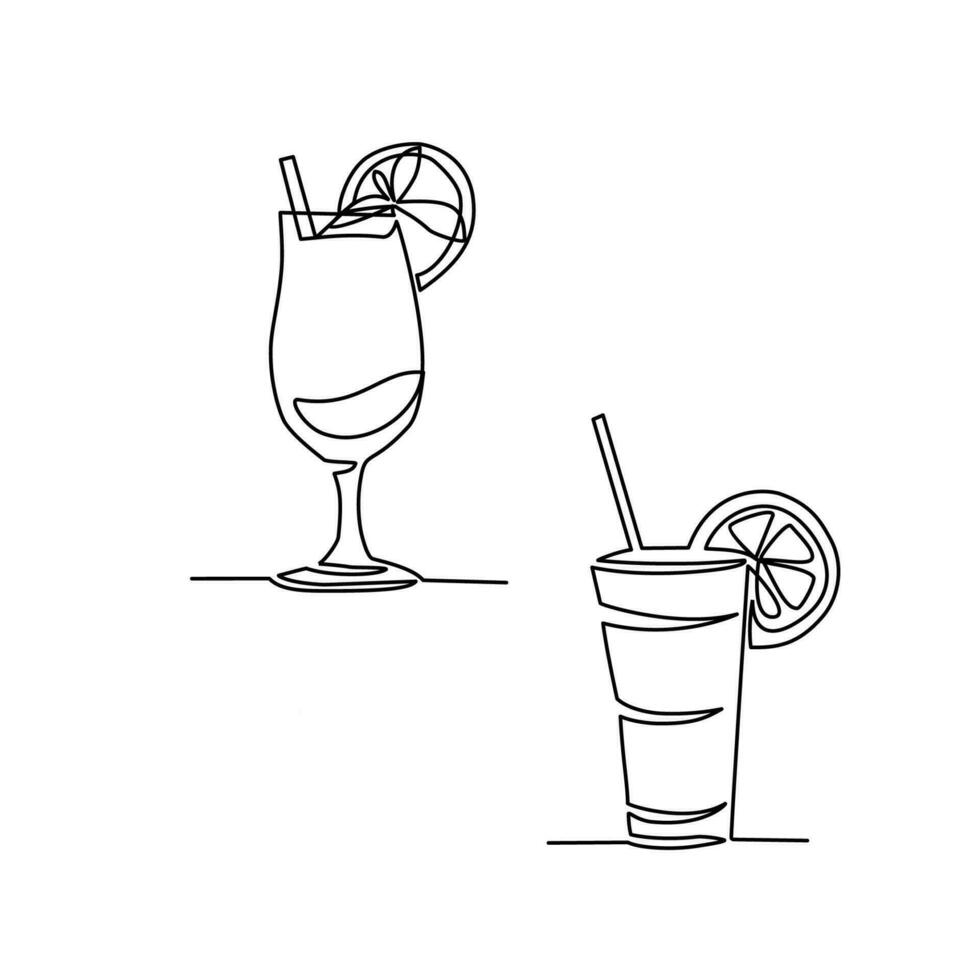 Cocktail drawn in line art style vector