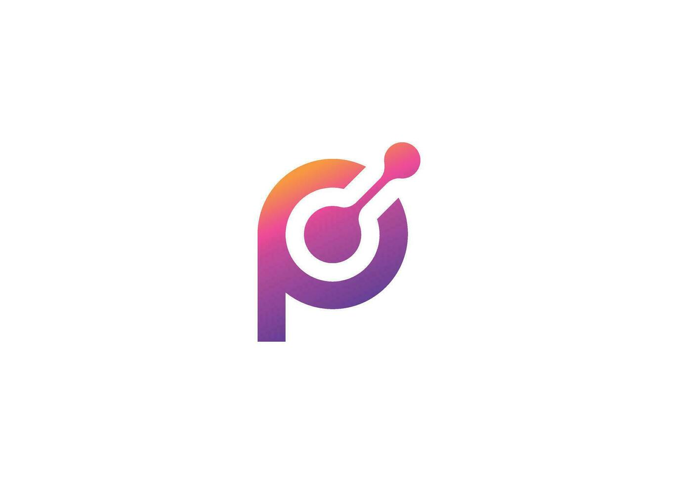 Letter P Technology vector monogram logo design template. Letter P molecule, Science and Bio technology Vector logo