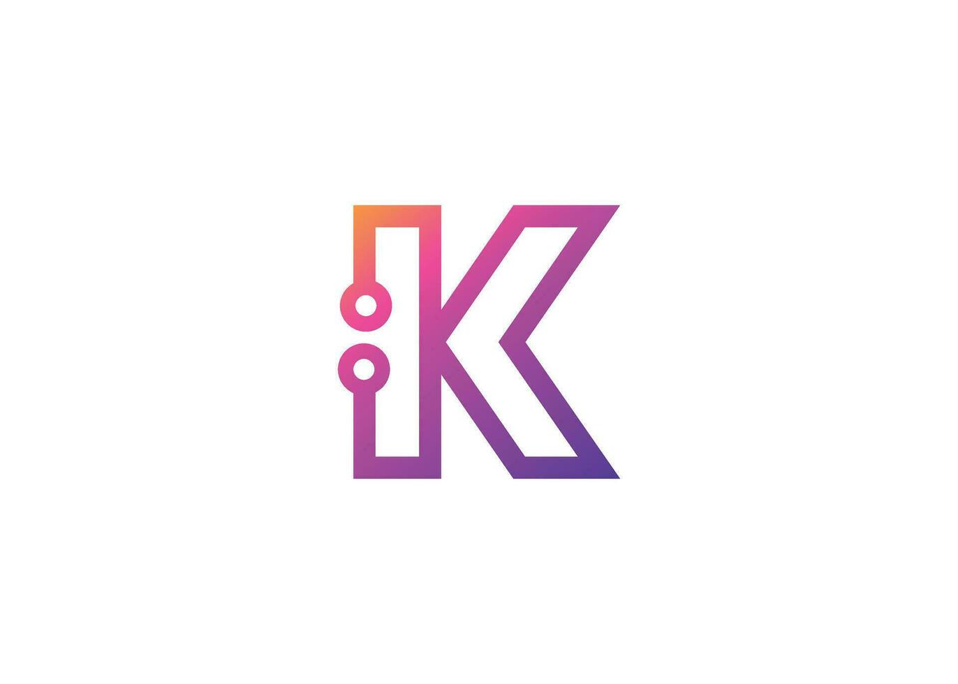 Letter K Technology vector monogram logo design template. Letter K molecule, Science and Bio technology Vector logo
