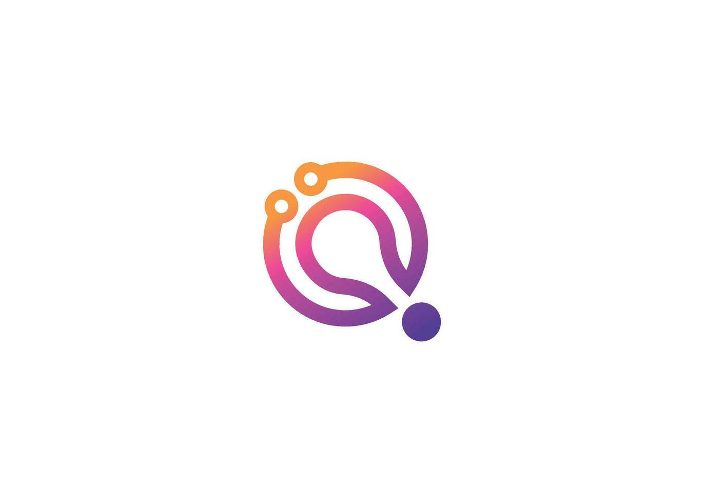 Letter Q Technology vector monogram logo design template. Letter Q molecule, Science and Bio technology Vector logo