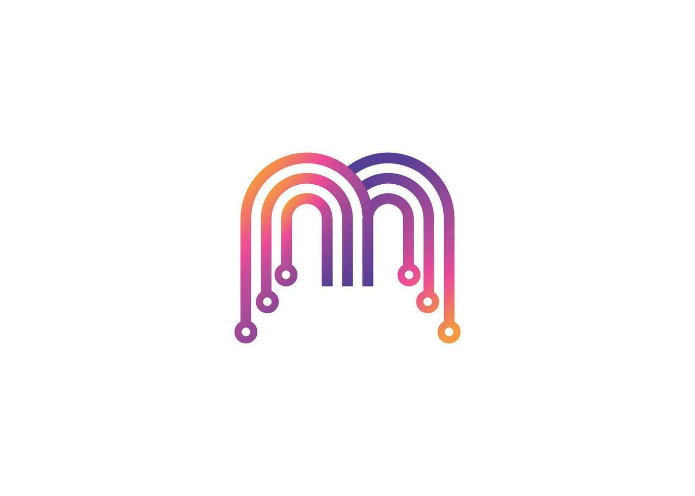 Letter M Technology vector monogram logo design template. Letter M molecule, Science and Bio technology Vector logo