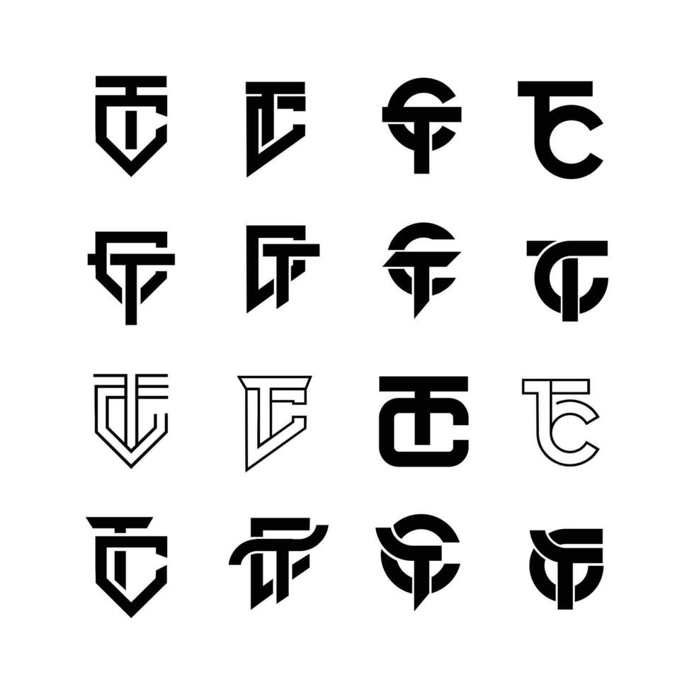tc ct letter logo icon design vector