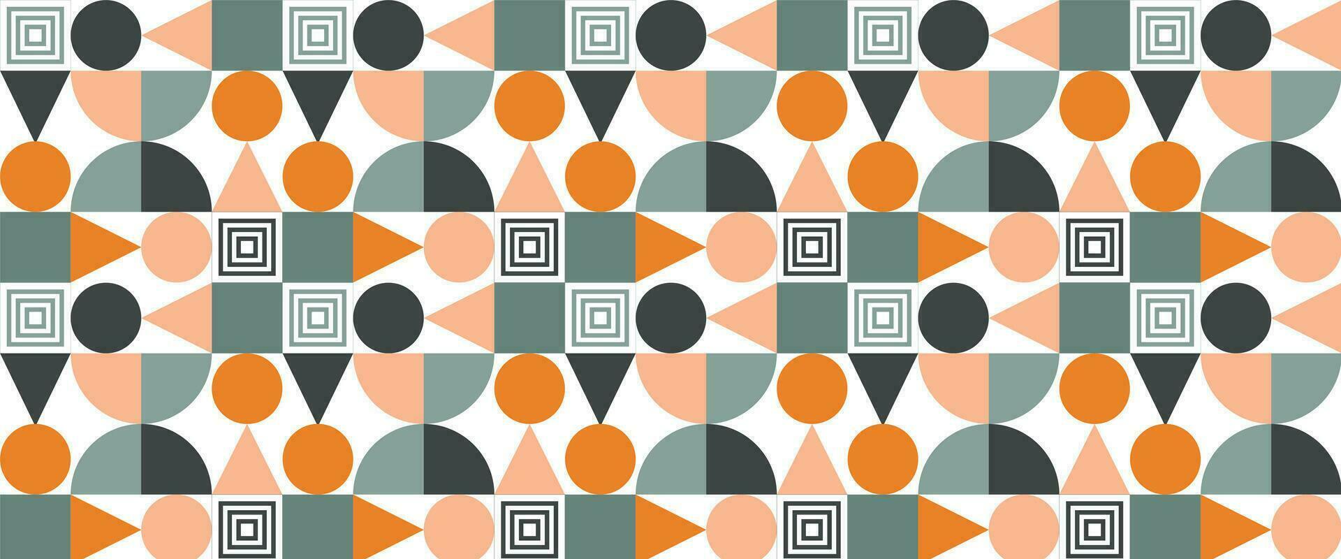 Geometric pattern vector background with Scandinavian abstract color or Swiss geometry prints of rectangles, squares and circles shape design