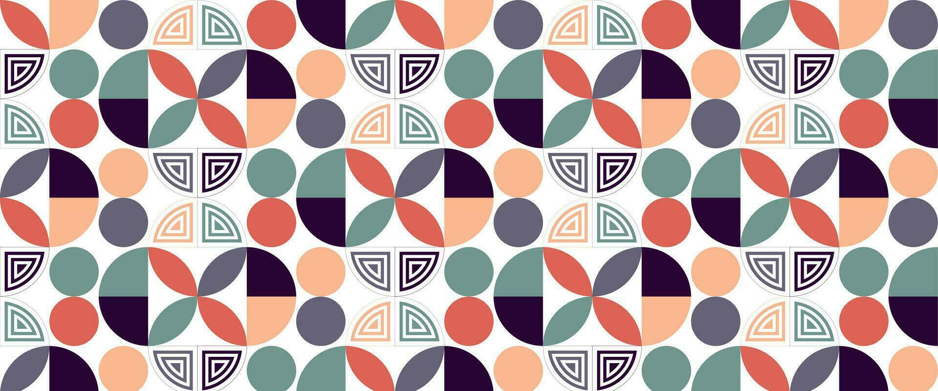 Geometric pattern vector background with Scandinavian abstract color or Swiss geometry prints of rectangles, squares and circles shape design