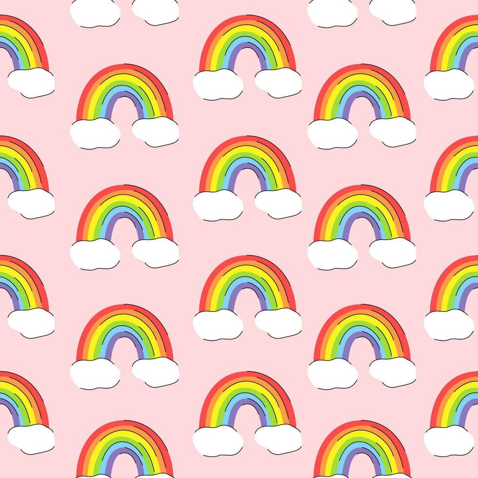 LGBT rainbow with clouds flag seamless pattern. Valentines day to be used on cards, banners, posters. Festive design. Gay pride concept. vector