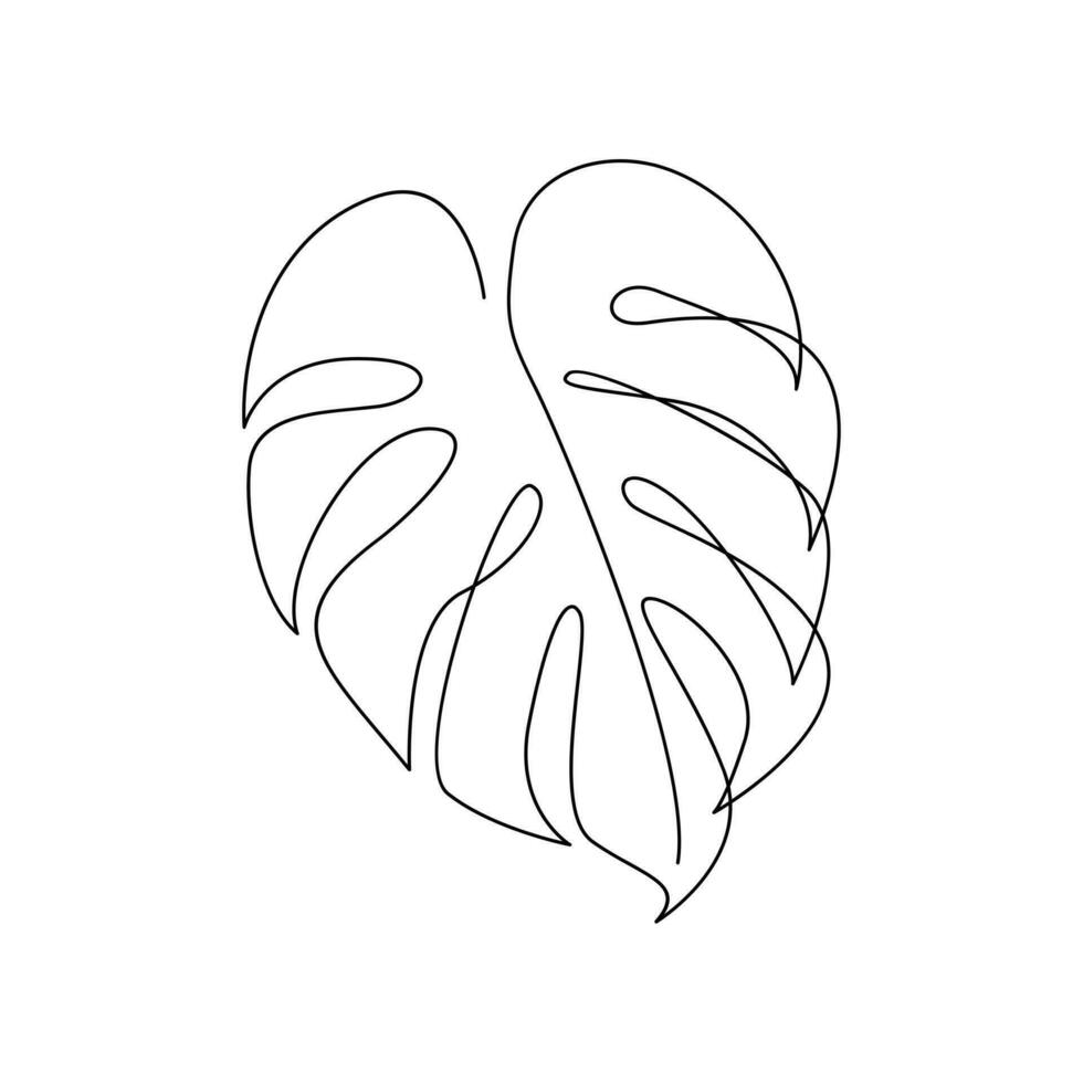 Monstera continuous Line illustration vector