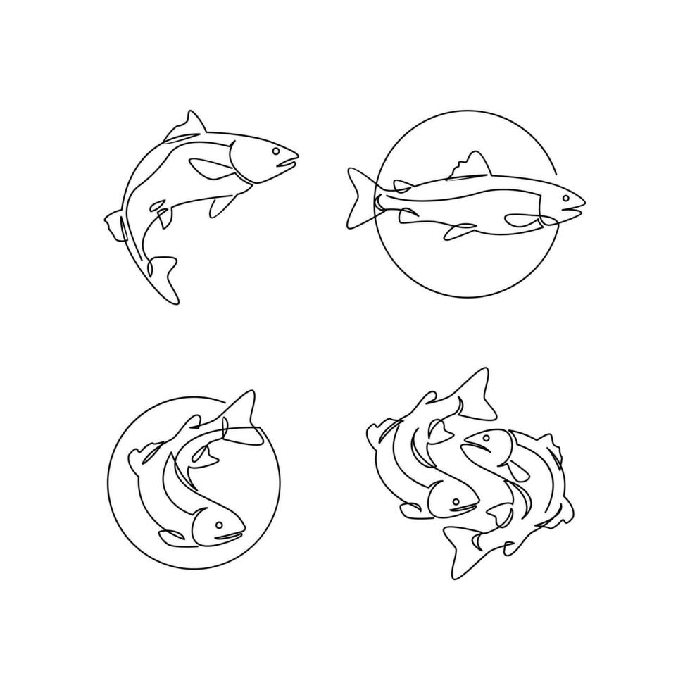 Salmon Fish single continuous illustration vector