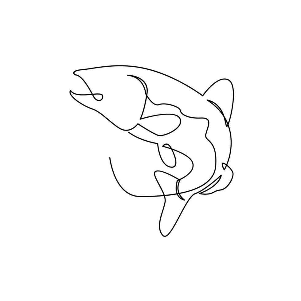 Salmon fish single line illustration vector