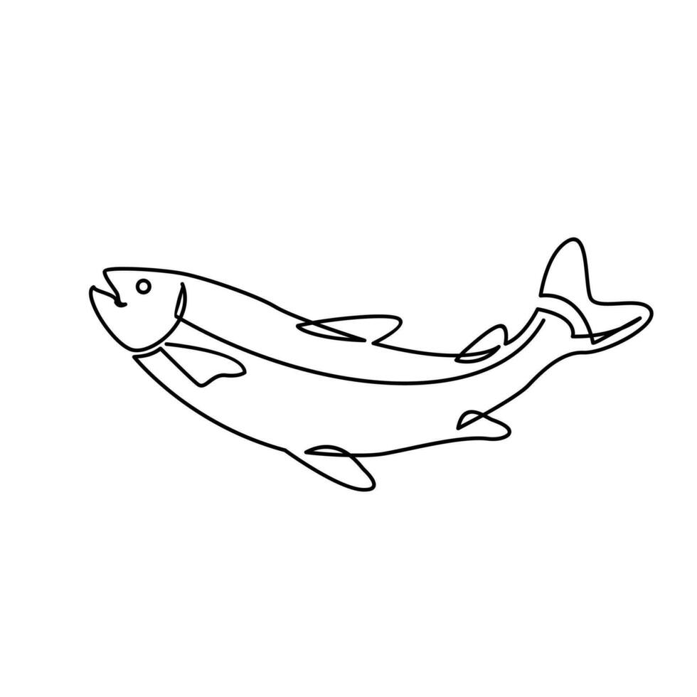 Salmon Fish single continuous illustration vector