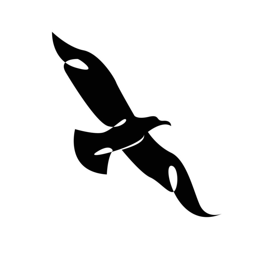 Seagull silhouette black white logo icon design vector