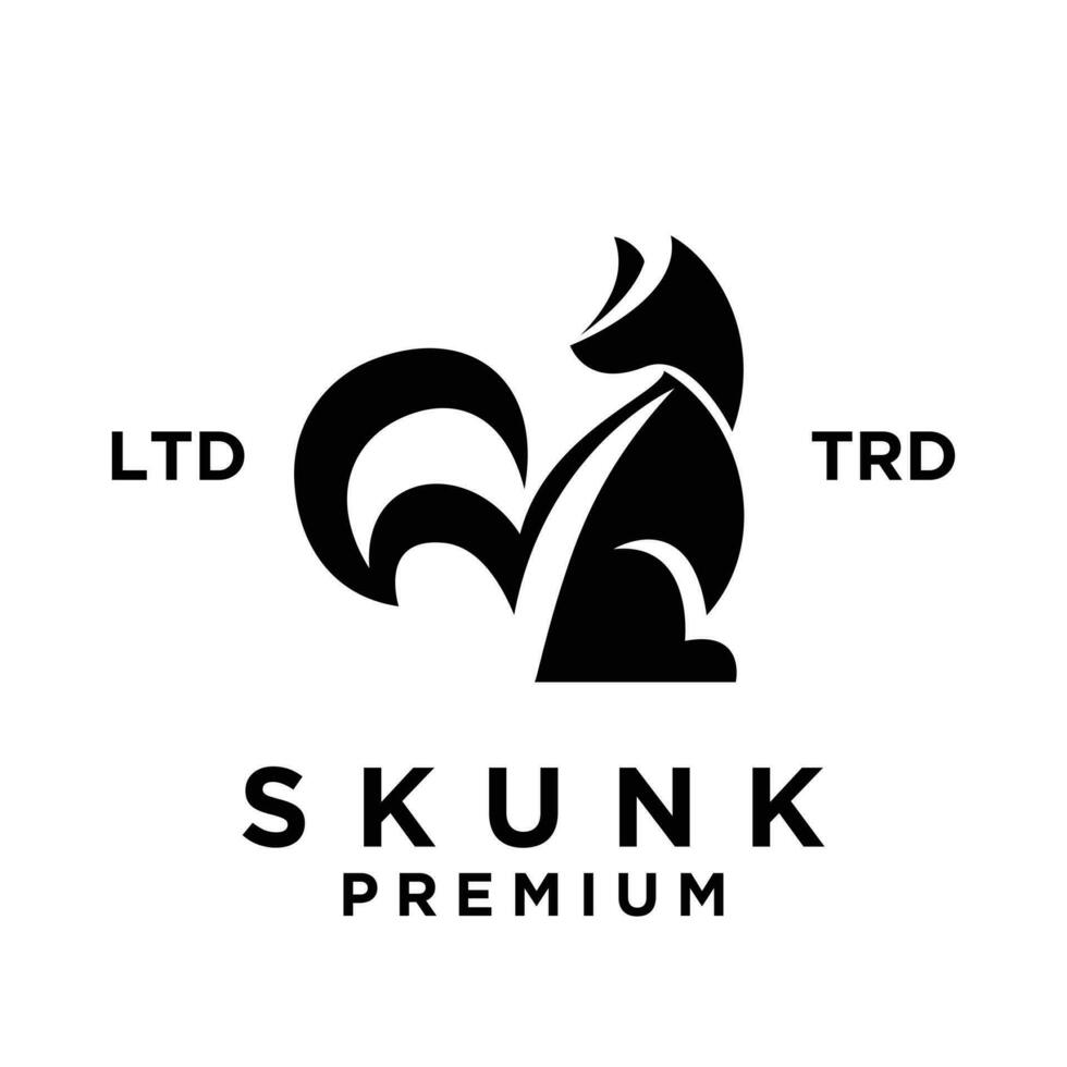 Skunk black white silhouette logo icon design illustration vector