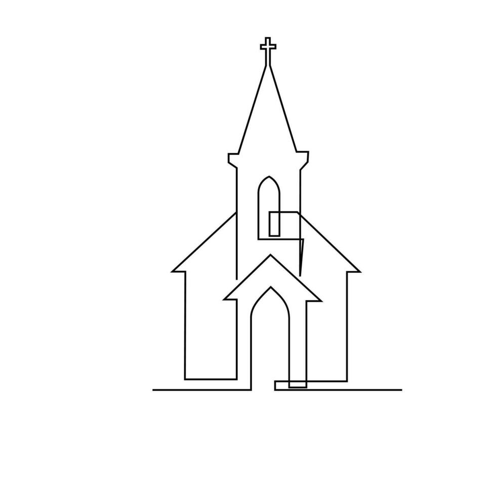 Church Single continuous line illustration vector