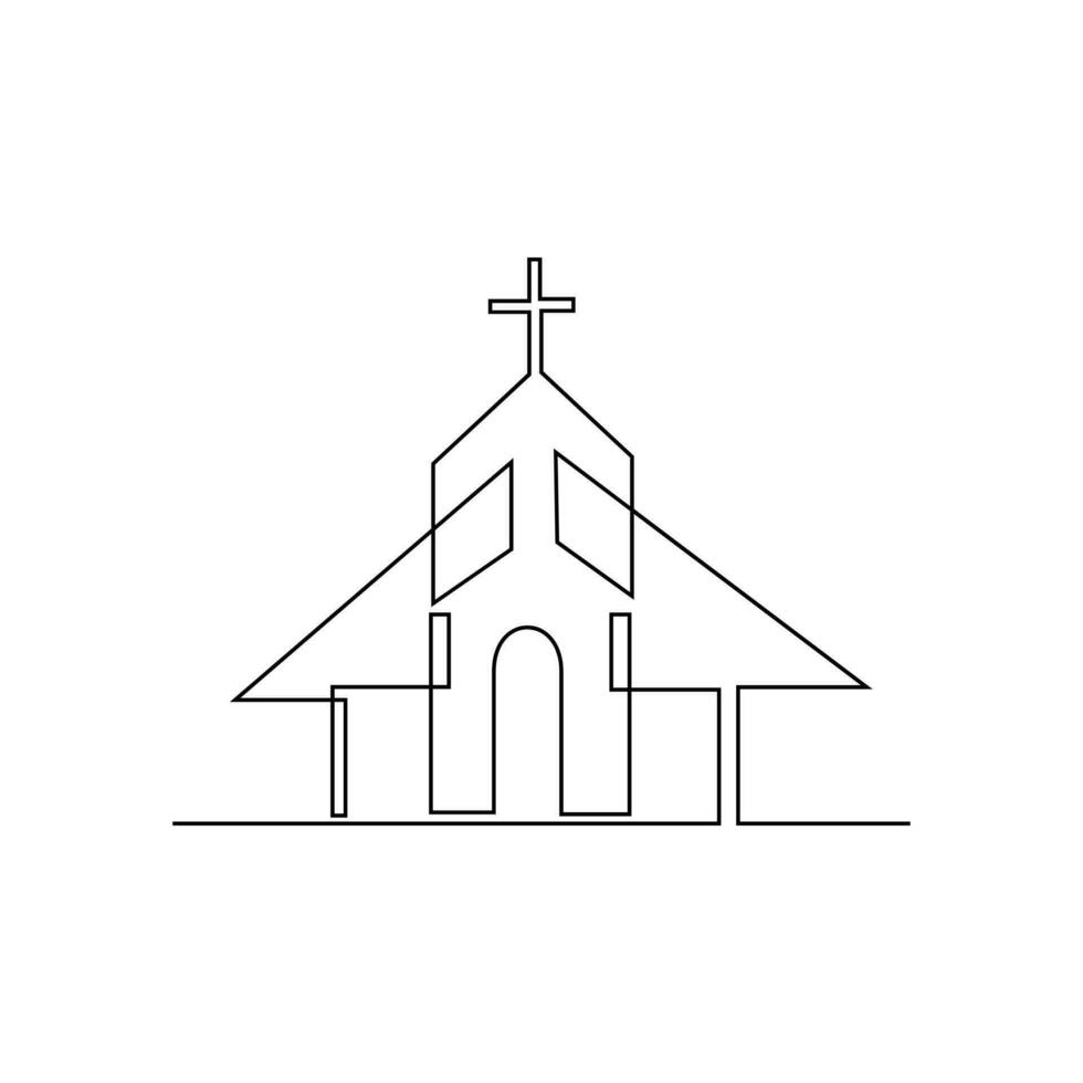 Iglesia soltero continuo línea ilustración vector