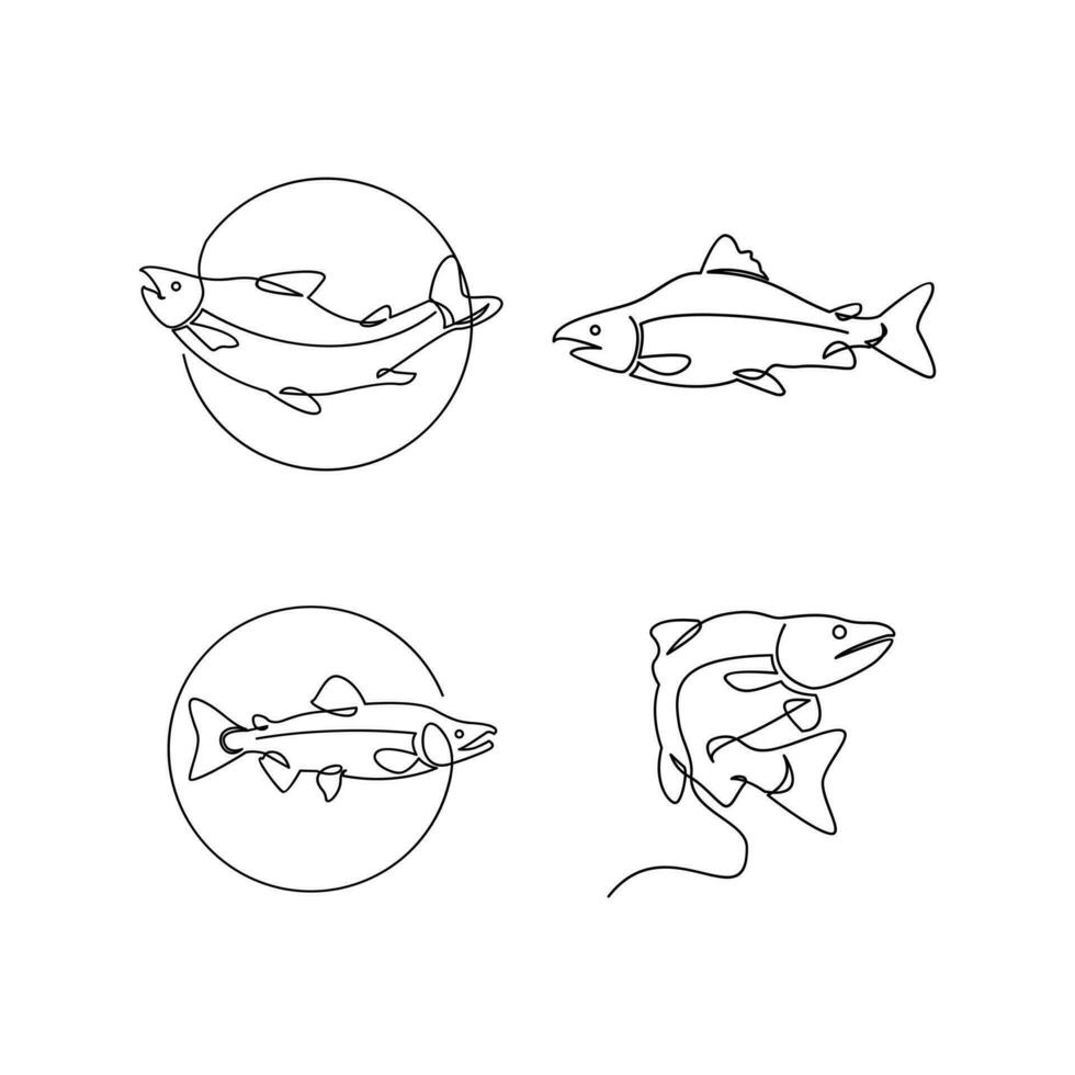 Salmon Fish single continuous illustration vector