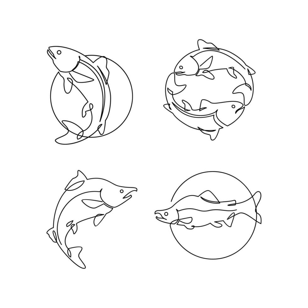 Salmon Fish single continuous illustration vector