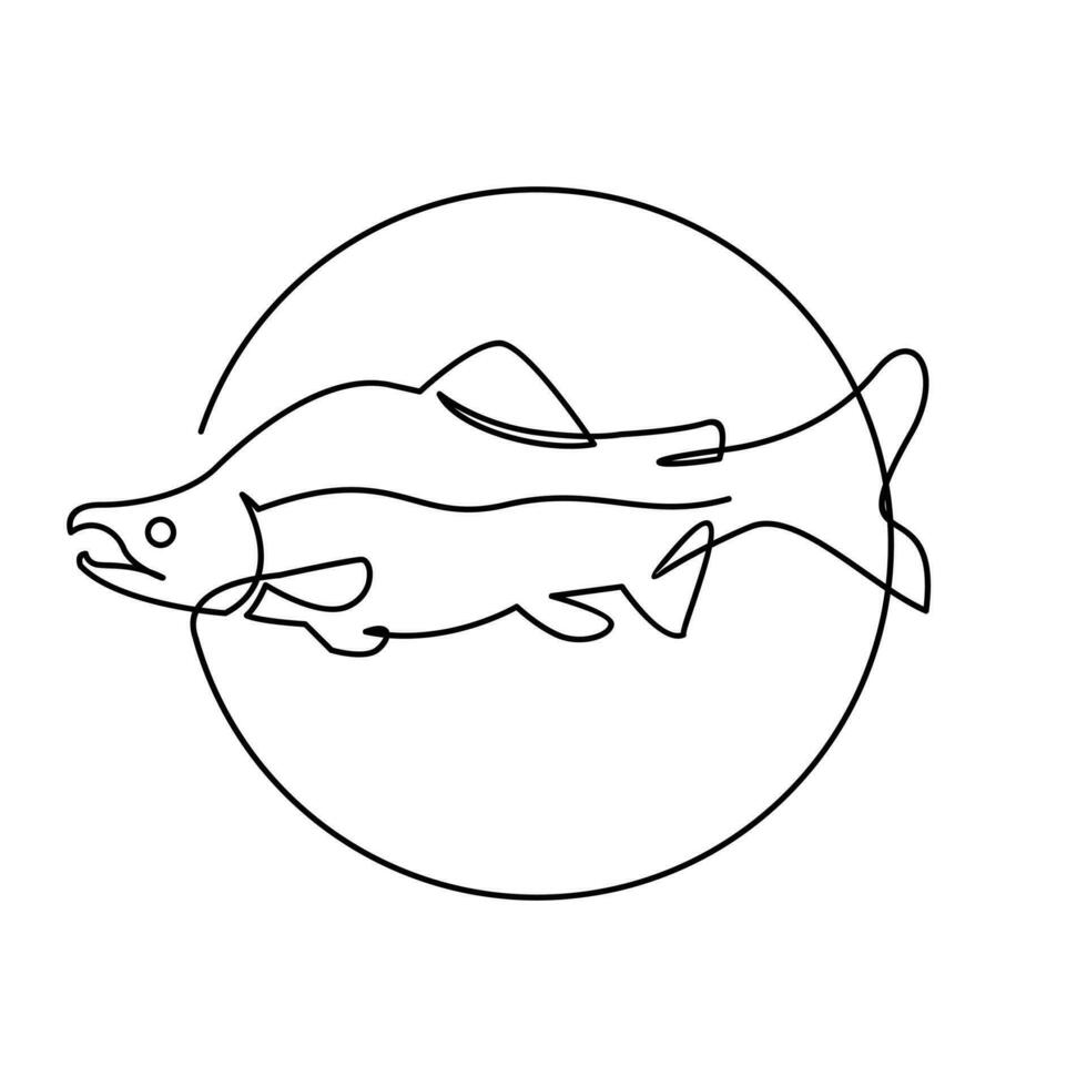 salmón pescado soltero continuo ilustración vector