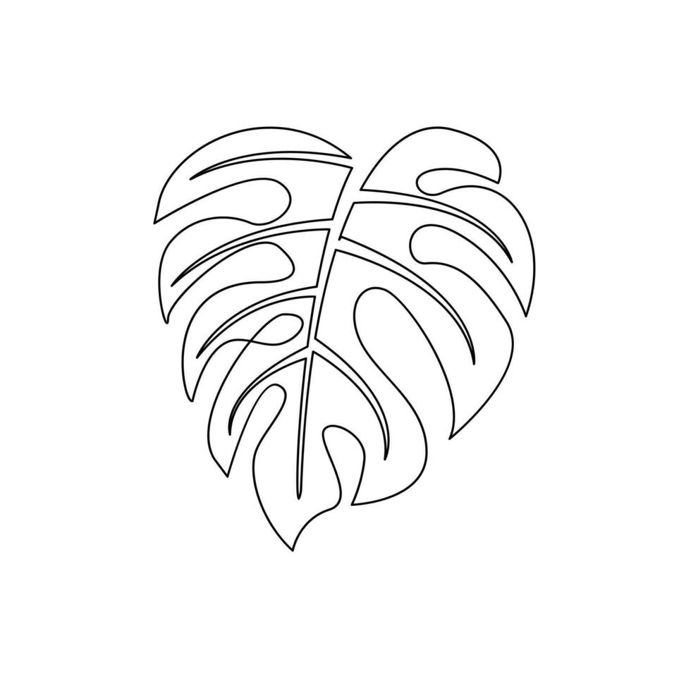 Monstera continuous Line illustration vector