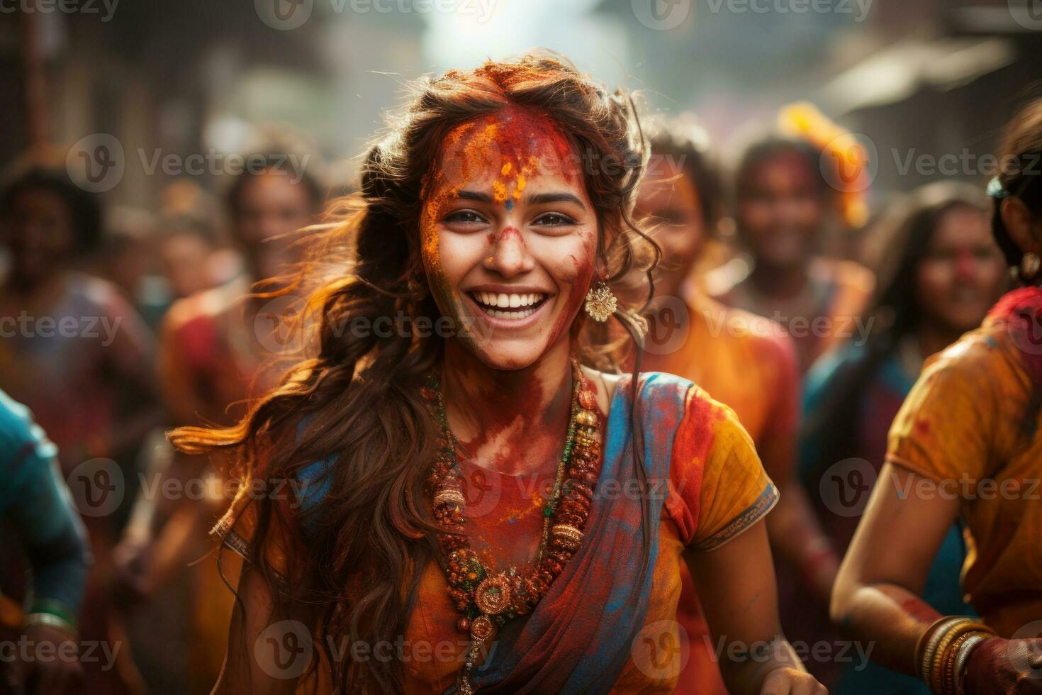 AI generated Diversity in motion participants showcase holi exuberance, holi festival image download photo