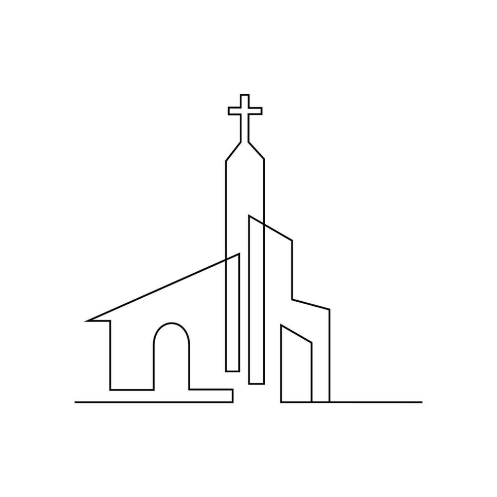 Church Single continuous line illustration vector