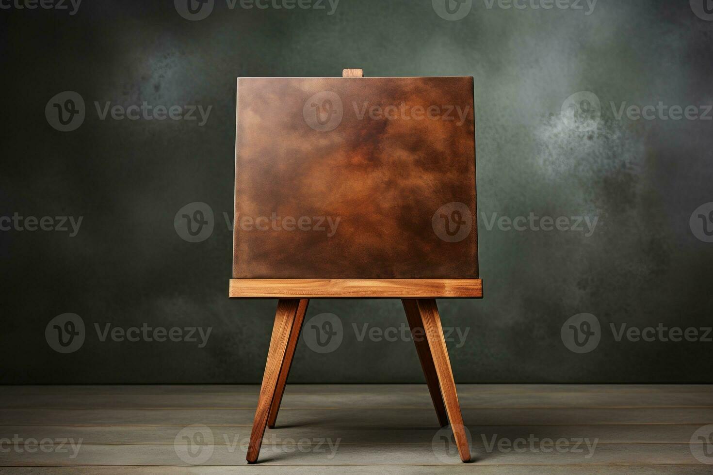 AI generated A vintage style chalkboard on a wooden stand against a modern grey wall, diverse education and teachers day image photo