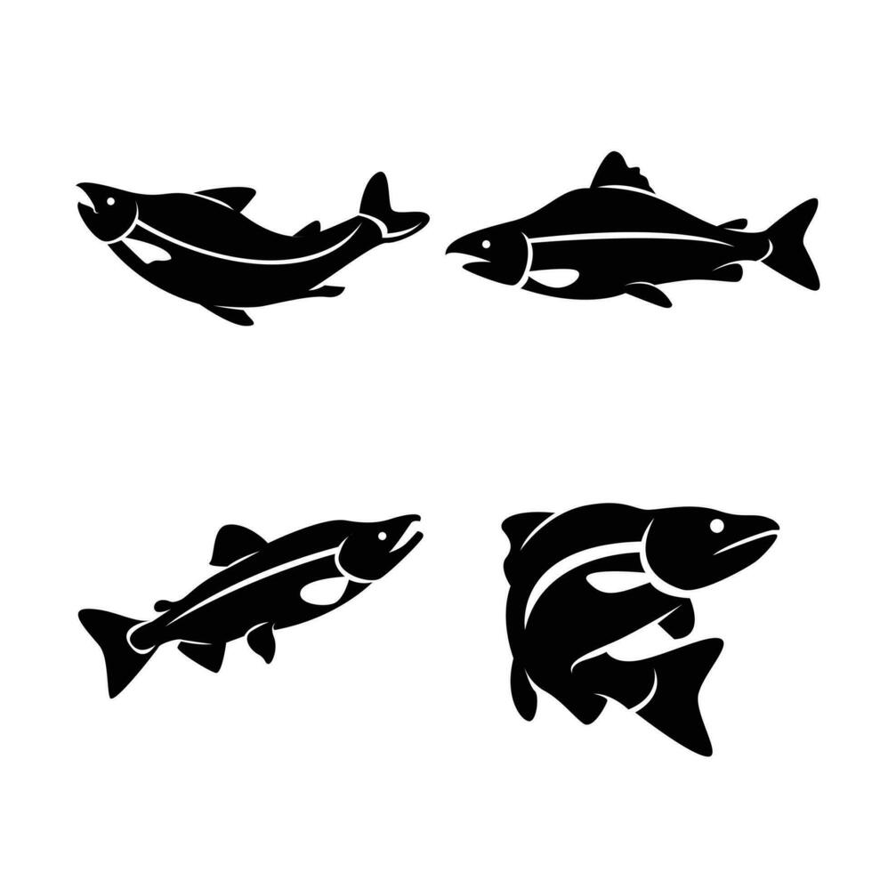 Salmon fish silhouette logo icon design illustration vector