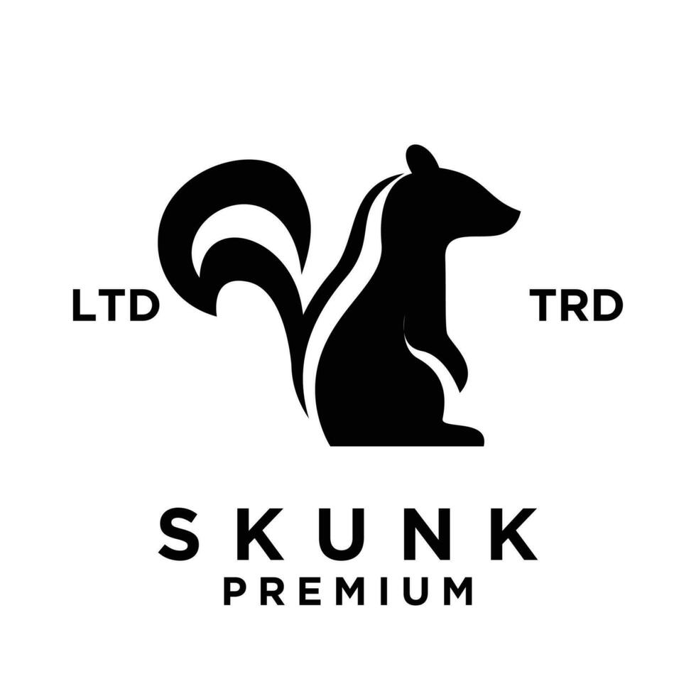 Skunk black white silhouette logo icon design illustration vector