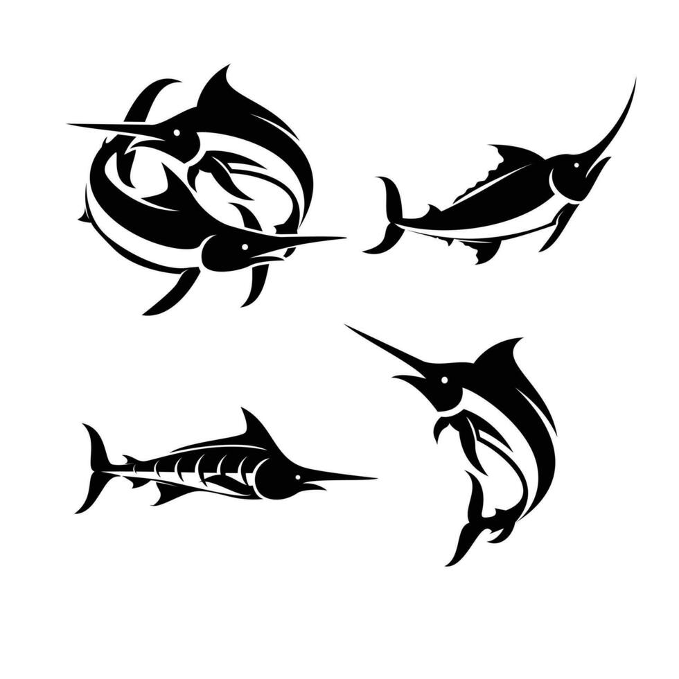 Marlin fish silhouette logo icon design vector