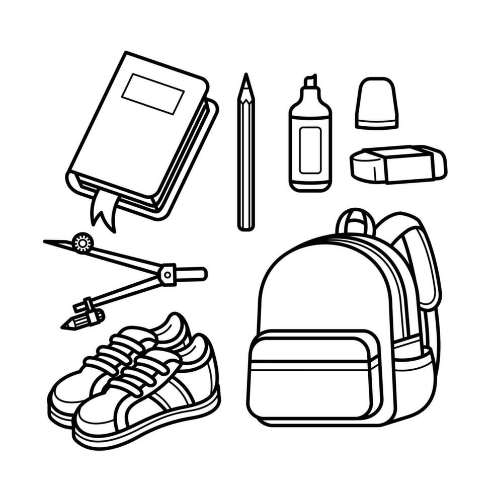 Back to school stationery vector arts for students and children