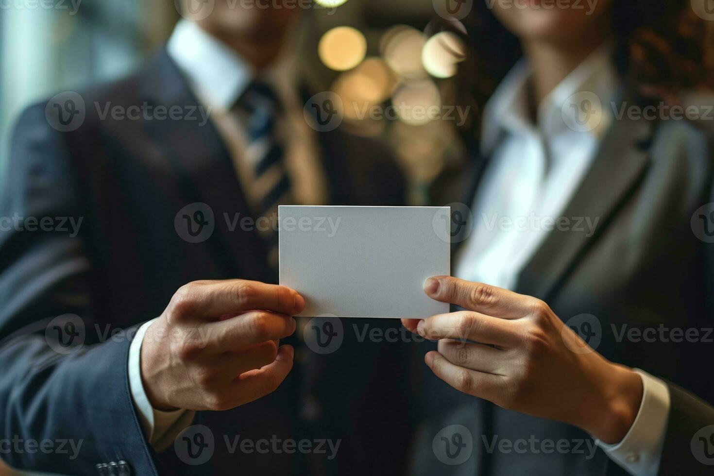 AI generated Business partners showcase ideas on index card, business meeting image photo