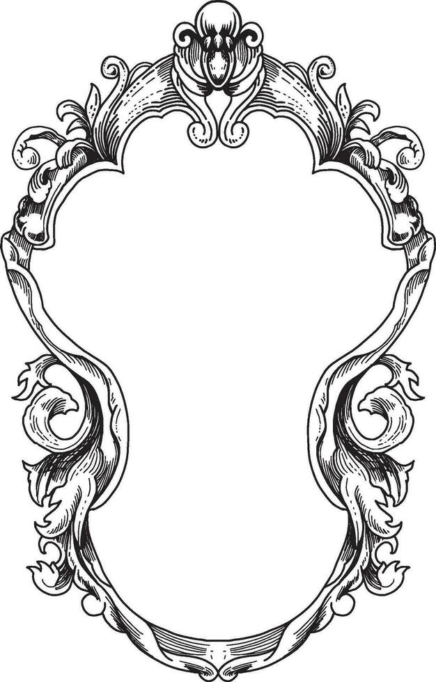 Elegant Black and White Vintage baroque border  floral and wedding ornament vector