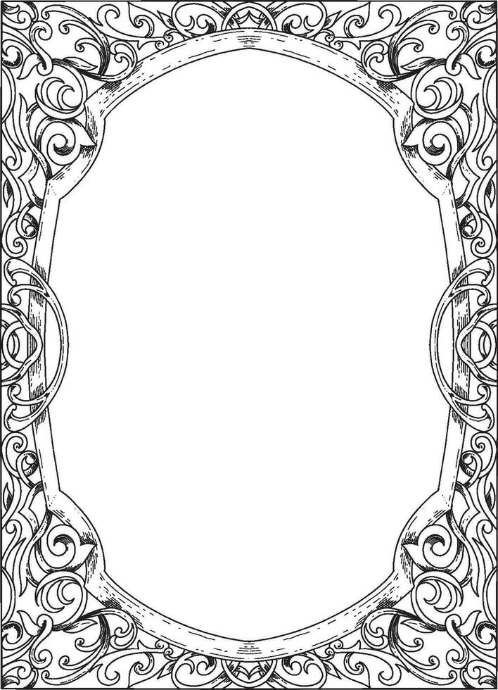 Elegant Black and White Vintage baroque border  floral and wedding ornament vector