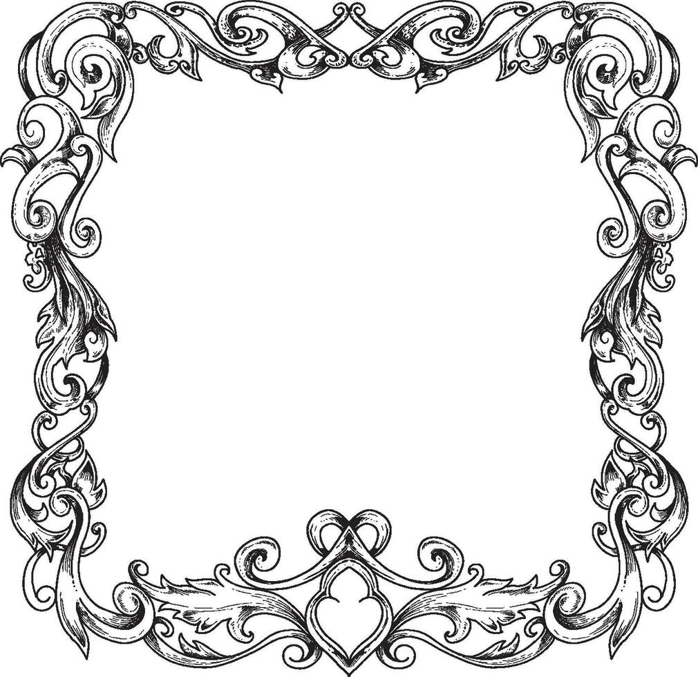 Elegant Black and White Vintage baroque border floral and wedding