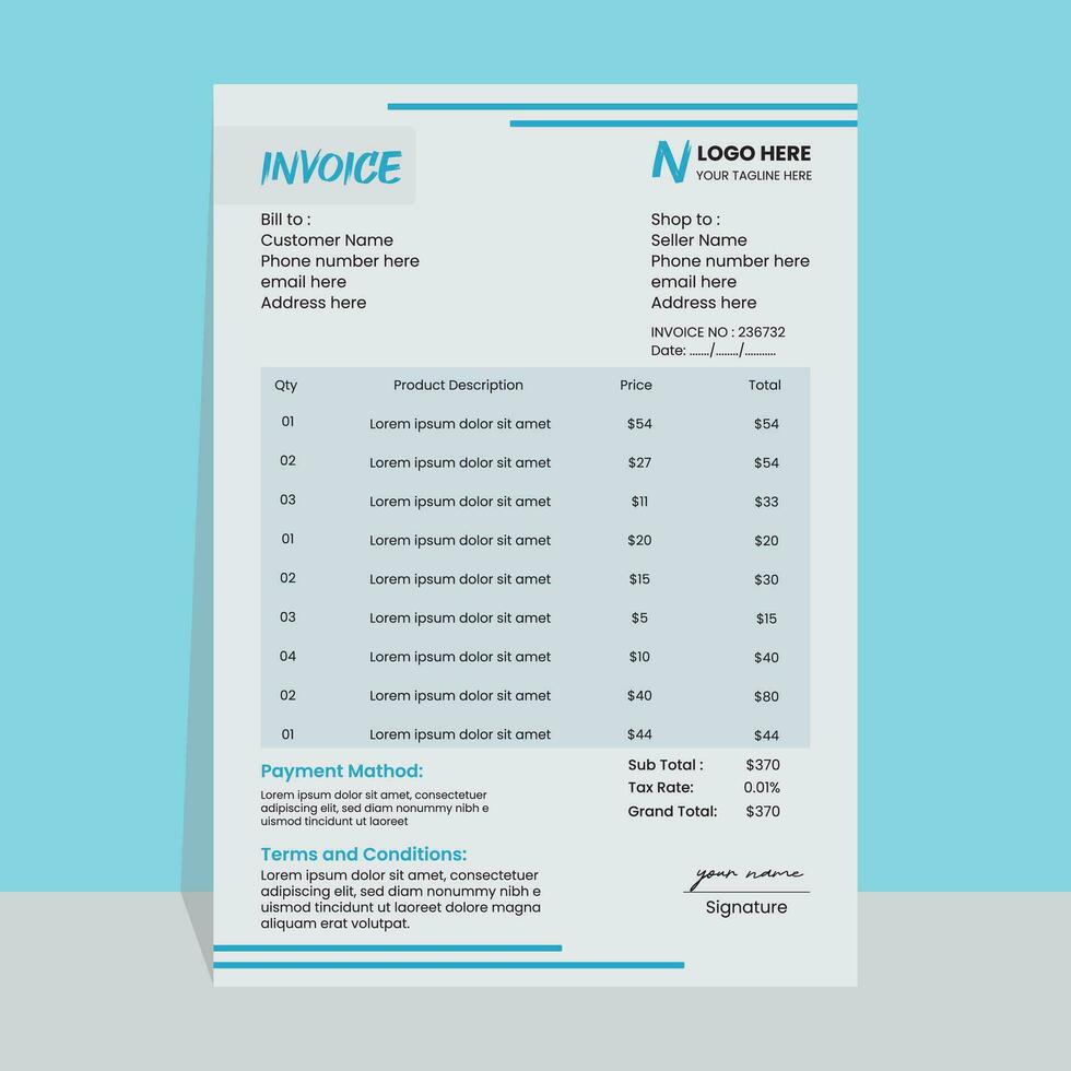 Invoice Template Design vector