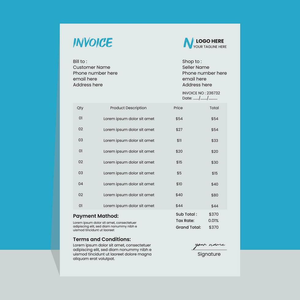 Invoice Template Design vector