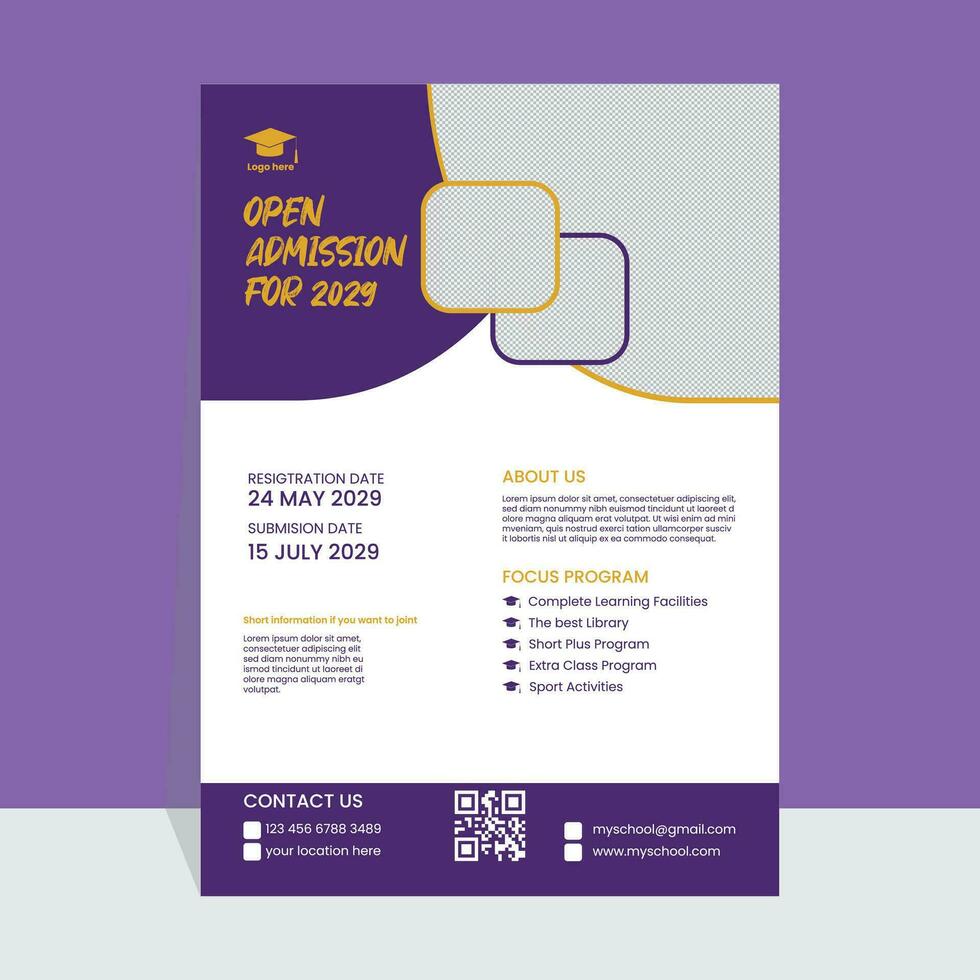 School Admission Flyer Template Design vector