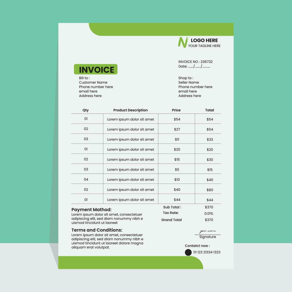 Invoice Graphic Template Design vector