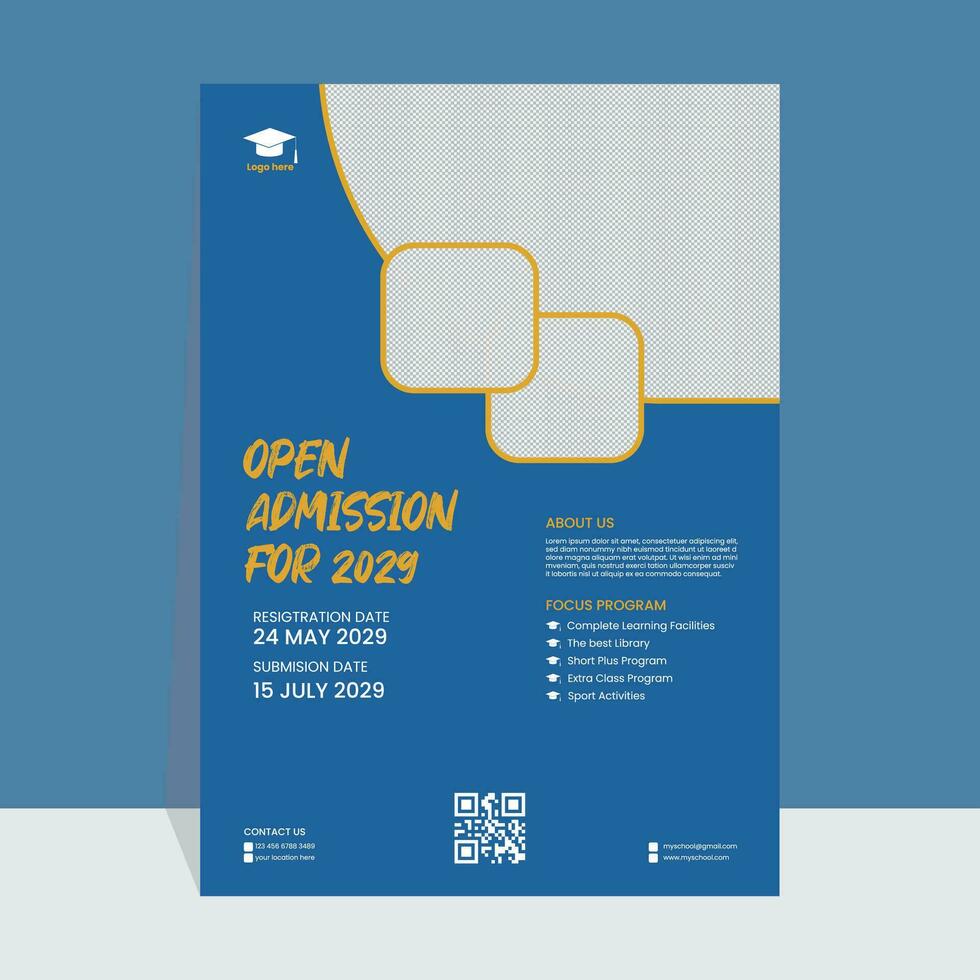 School Admission Flyer Template Design vector