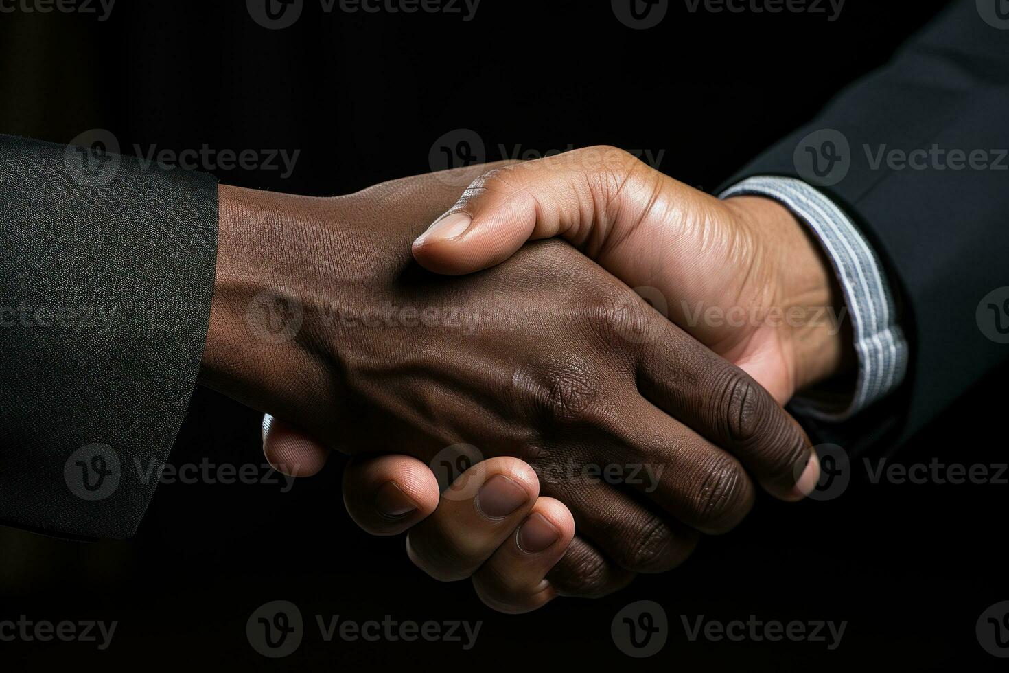AI generated A powerful handshake between two businessmen in a professional setting, business meeting image photo