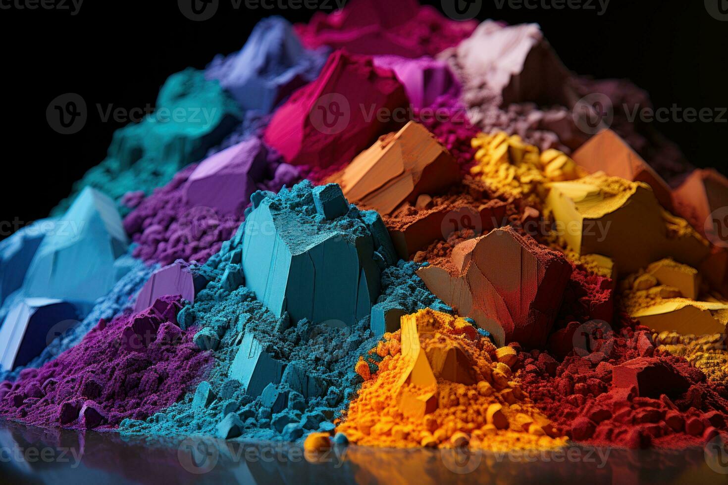 AI generated Hues close up scenes of distinct colored powders, holi festival image download photo