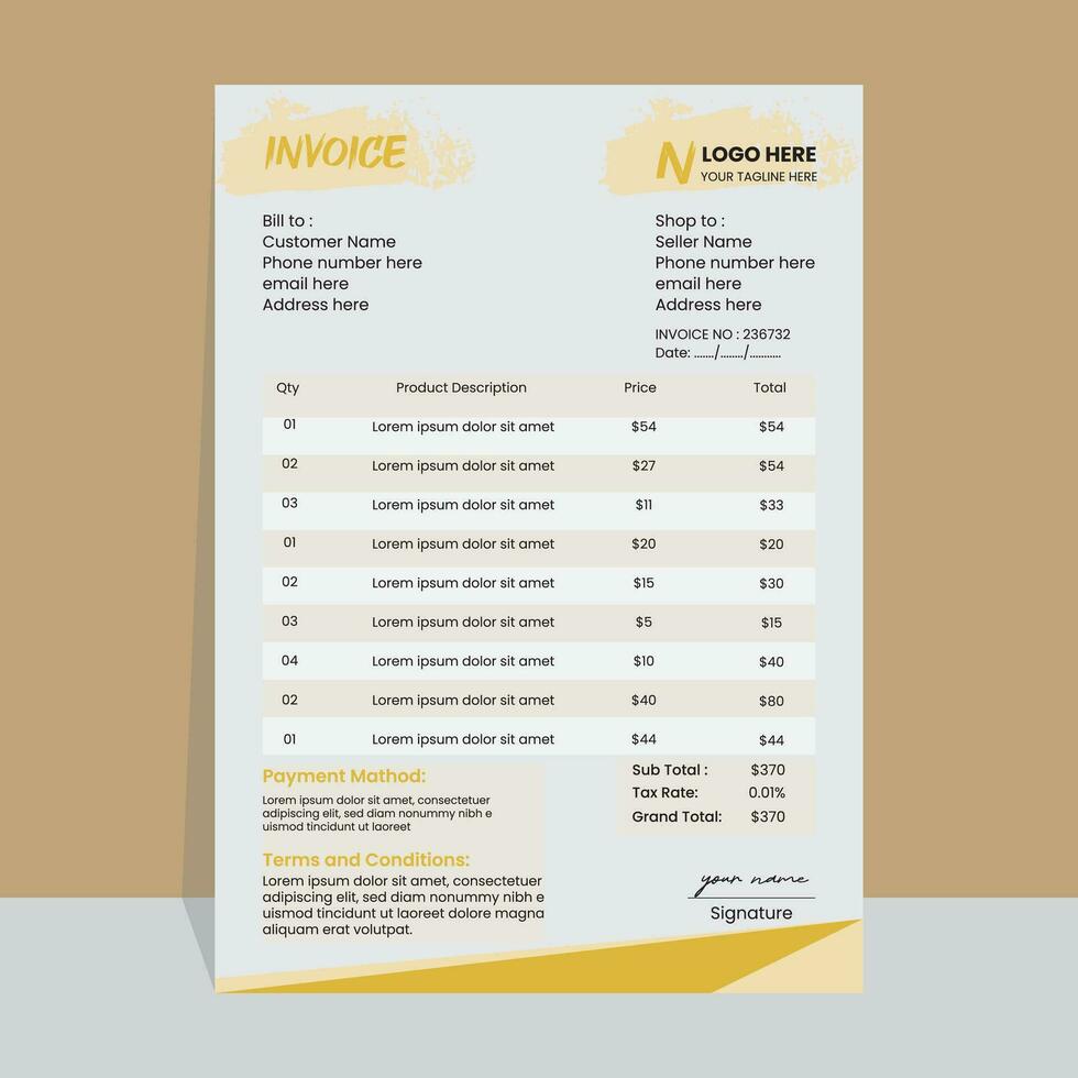 Invoice Template Design vector